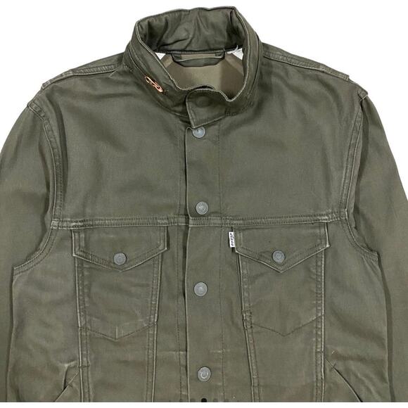 Levi’s Women’s Canvas Denim Military Style Hooded Jacket Size Medium - Picture 1 of 8